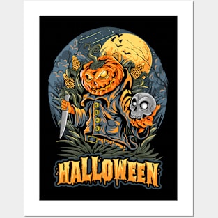 HALLOWEEN PUMPKIN & SKULL DESIGN Posters and Art